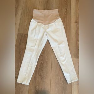 White denim maternity pants